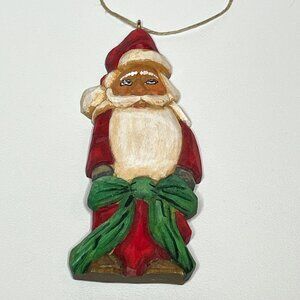 Hand-Carved Wood Santa Ornament Signed John Panhorst